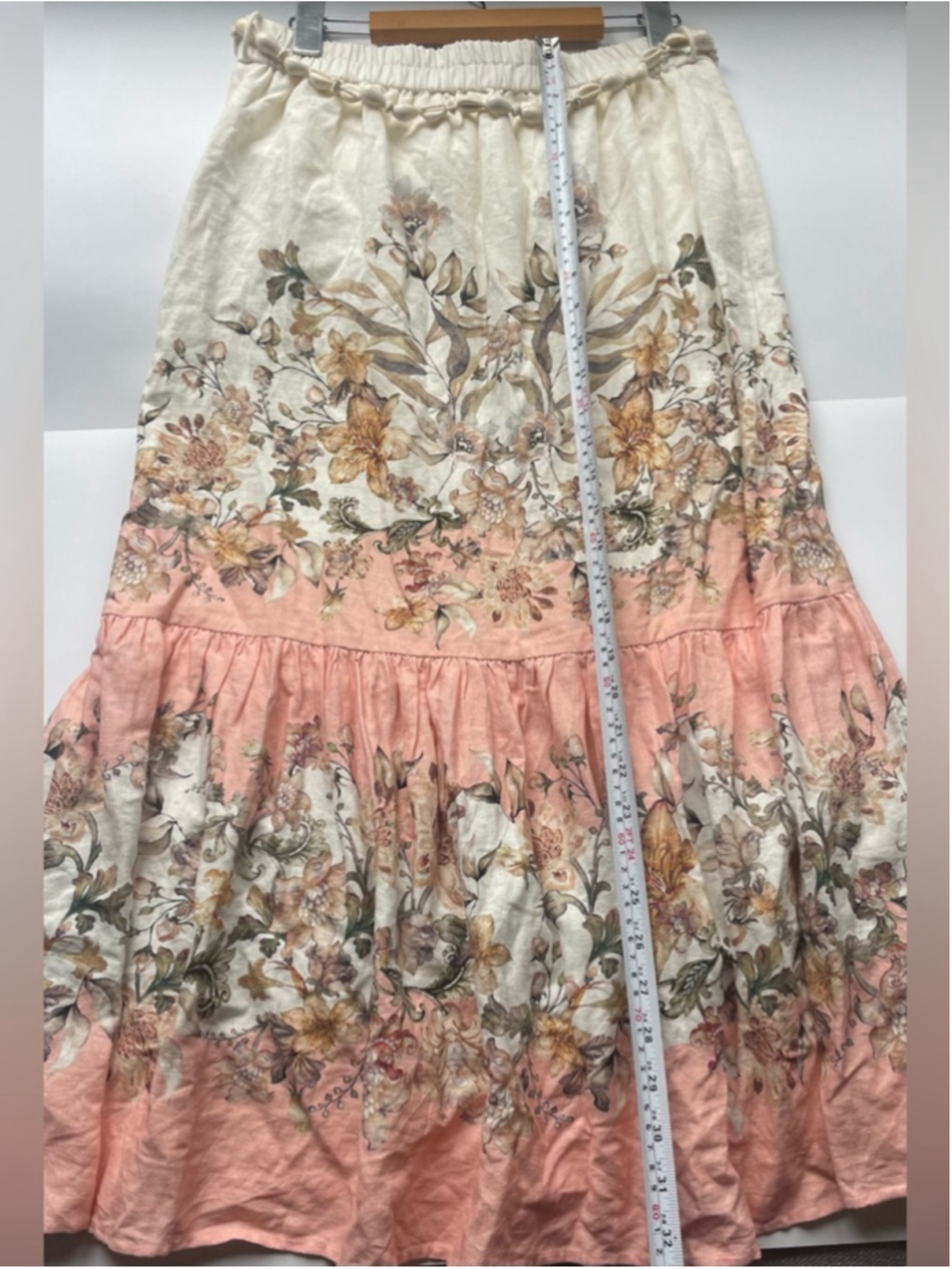 House of Harlow Floral Midi Skirt Small Cottagecore Boho Romantic Linen Blend - Picture 8 of 9